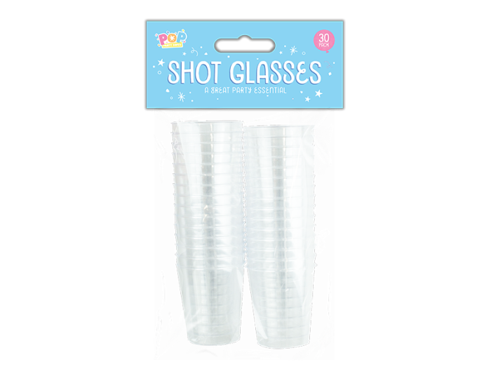 Pop Clear Plastic Shot Glasses 30 pack