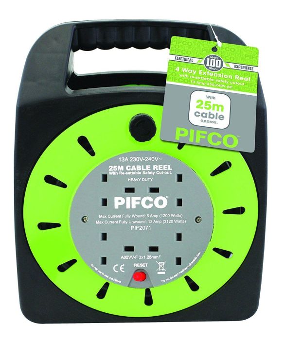 Pifco 4 Gang 25m Cable Reel
