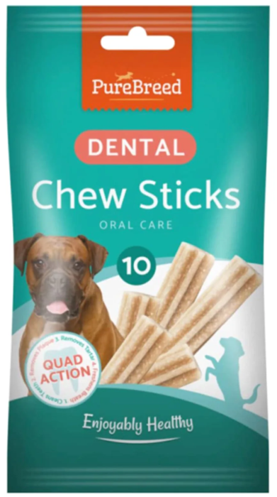 Pure Breed Dental Chew Sticks 10 pack - BBD 01.03.2024