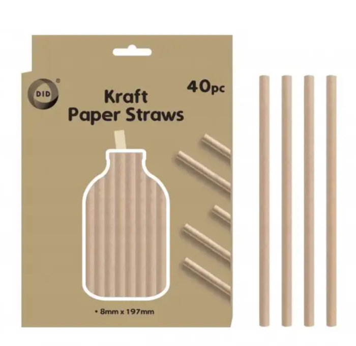 DID Kraft Paper Straws 40 pack