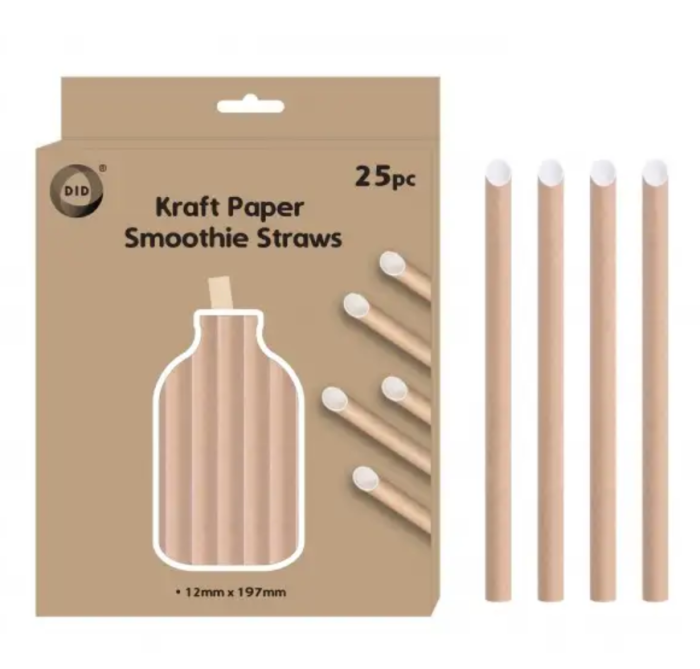 DID Kraft Paper Smoothie Straws 25 pack