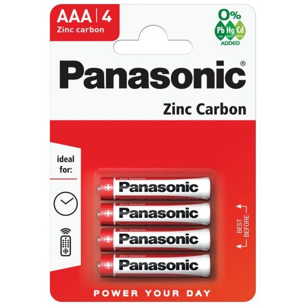Panasonic AAA Zinc Carbon Batteries 4 pack