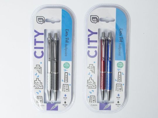 Office Hub City Easy Roll Ballpoint Pens 2 pack