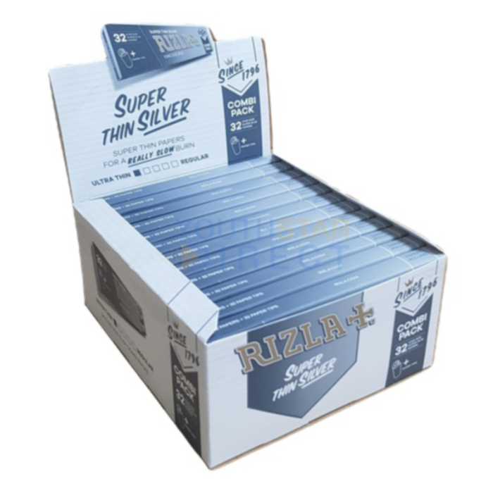 Rizla Silver Super Thin Cigarette Paper Combi 32 pack