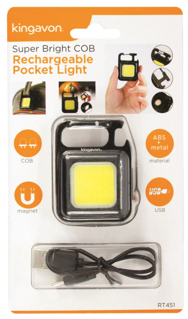 Kingavon Super Bright COB Rechargeable Pocket Light