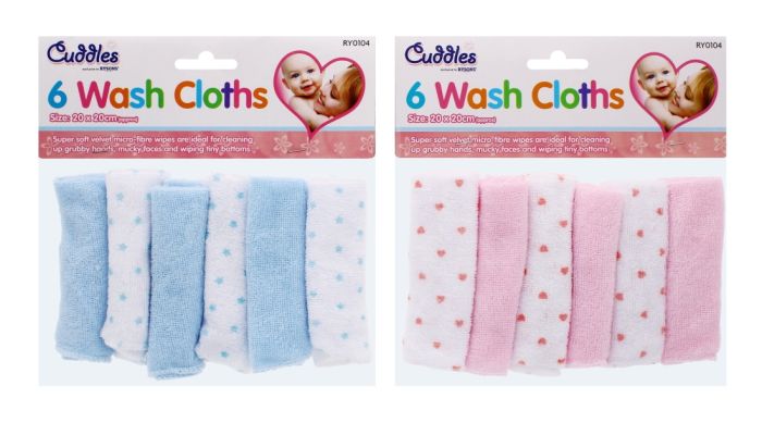 Cuddles Baby Wash Cloths 6 pack