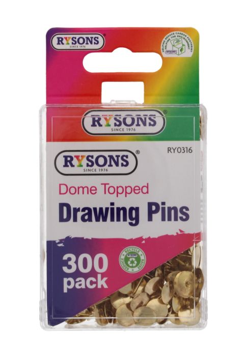 Rysons Dome Topped Drawing Pins 300 pack