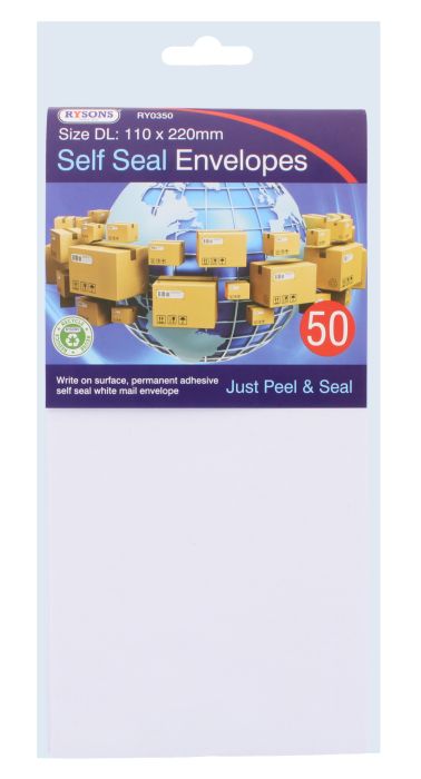 Rysons Self Seal Envelopes Size DL 50 pcs