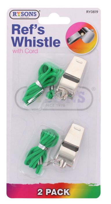 Rysons Ref's Whistle With Cord 2 pack