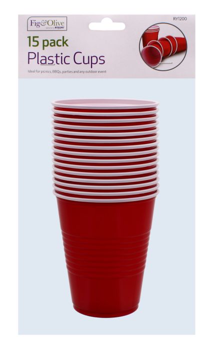 Fig & Olive Red Plastic Cups 15 pack