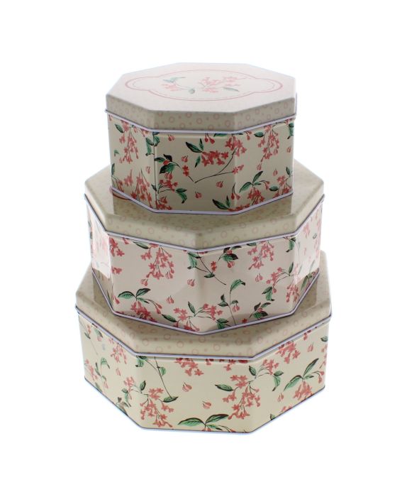 Floral Cake Tin Cake Storage Box 3 pack