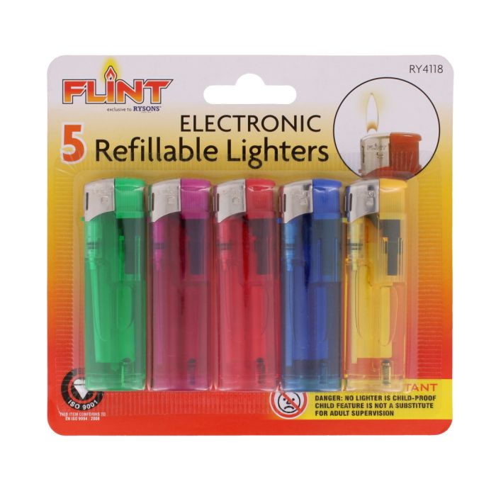 Flint Electronic Refillable Lighter 5 pack