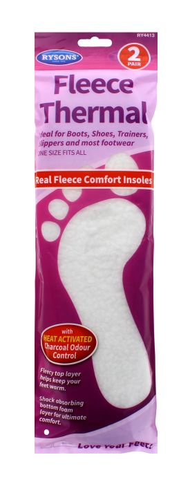 Rysons Fleece Thermal Insoles 2 Pair