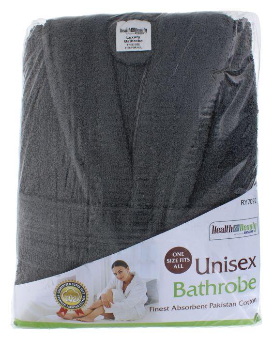 Health & Beauty Cotton Bath Robe Unisex Grey