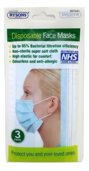 Health & Beauty Disposable Face Masks 3 pack