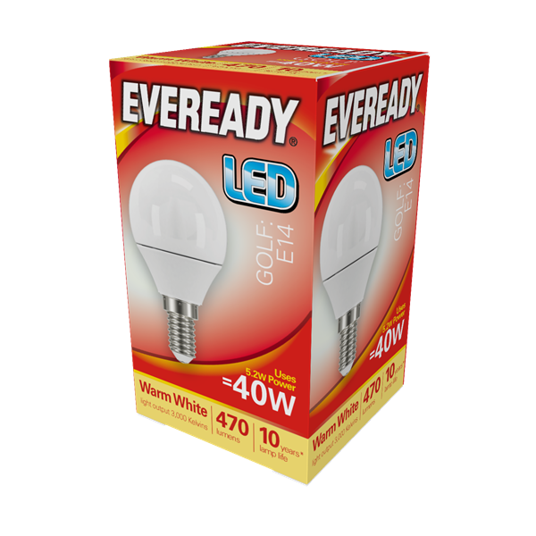 Eveready LED E14 Golf Bulb 40W Warm White