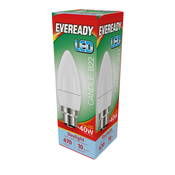 Eveready LED B22 Candle Bulb 40W Daylight
