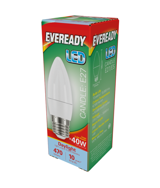 Eveready LED E27 Candle Bulb 40w Daylight