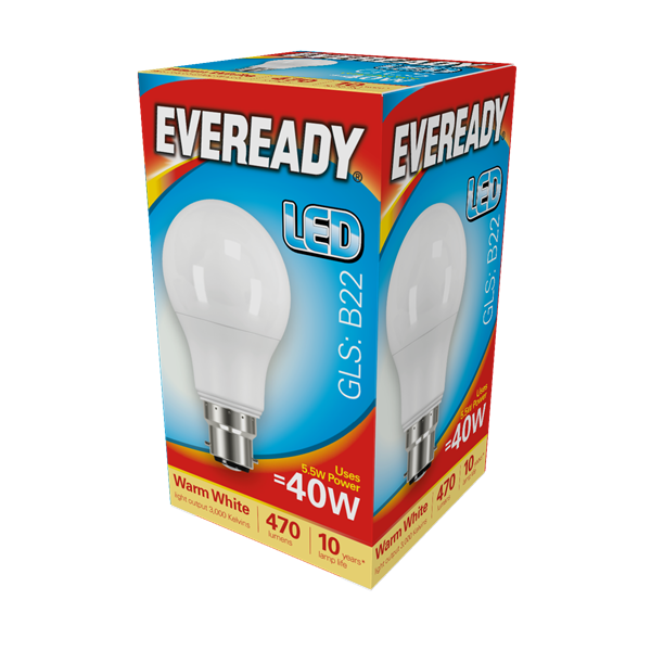 Eveready LED B22 GLS Bulb 40W Warm White