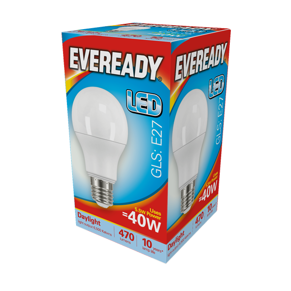 Eveready LED E27 GLS Bulb 40W Daylight
