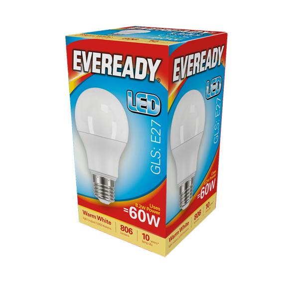 Eveready Led Bulb GLS E27 60W Warm White