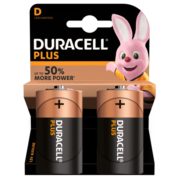Duracell Plus LR20 1.5 V 2 pack