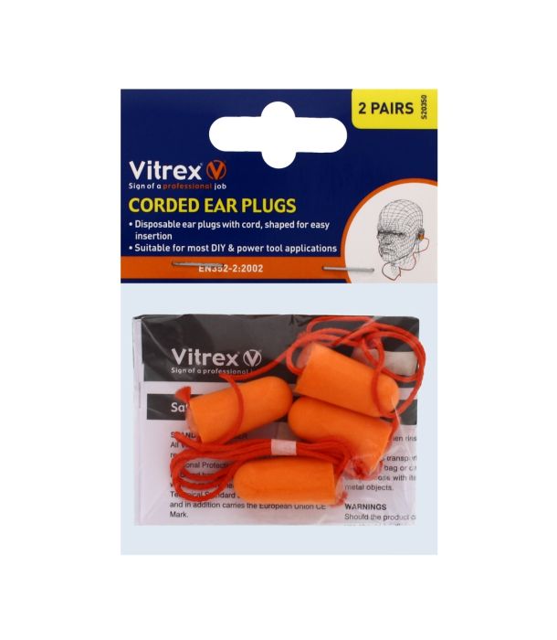 Vitrex Corded Ear Plugs 2 Pairs