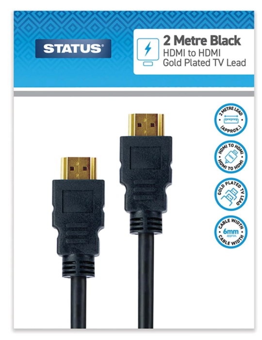 Status Gold Plated TV Lead HDMI To HDMI 2m