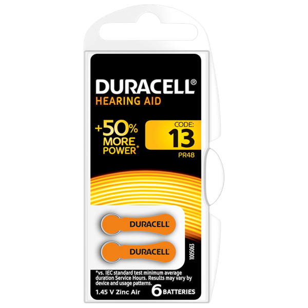 Duracell 13 PR48 Hearing Aid Batteries 6 pack