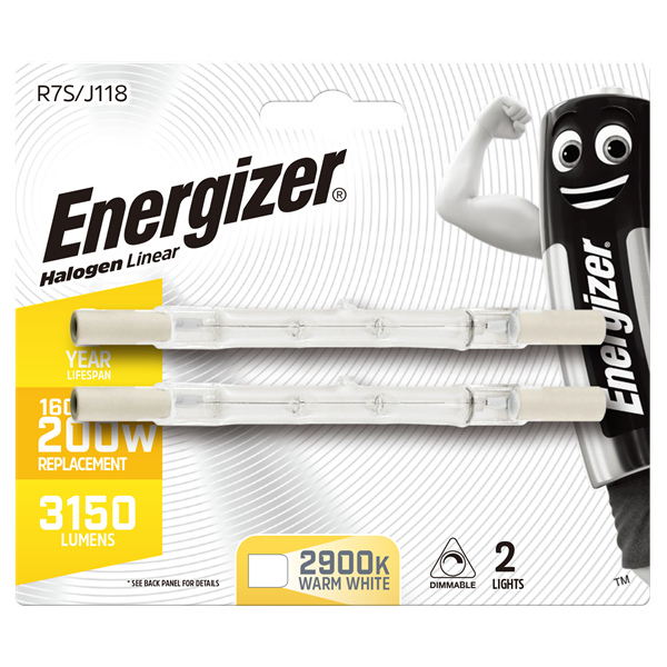Energizer Halogen Linear Bulb R7S/J118 160w 2 pack