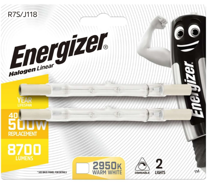Energizer Halogen Linear Bulb R7S/J118 400w 2 pack