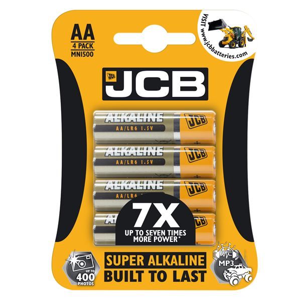 JCB AA LR6 Super Alkaline Batteries 1.5V 4 pack