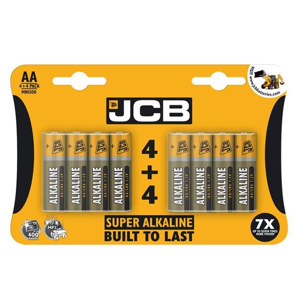 JCB AA Super Alkaline Batteries 8 pack