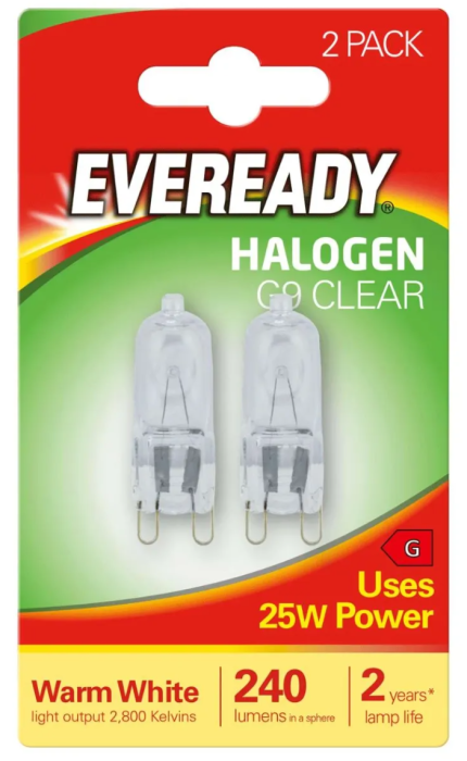 Eveready Halogen G9 Bulb 25W Clear 2 pack