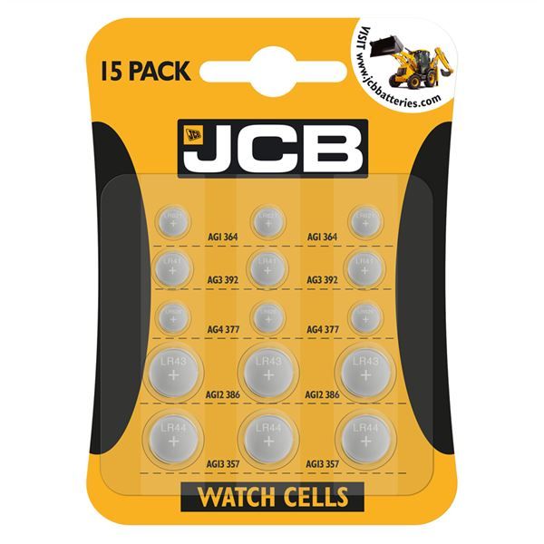 JCB Watch Cells Mix Batteries 15 pack