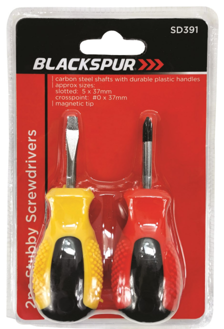 Blackspur Stubby Screwdrivers 2 pack