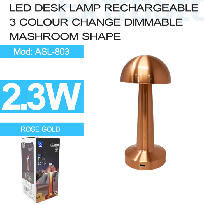 ExtraStar Rechargeable LED Desk Lamp Rose Gold
