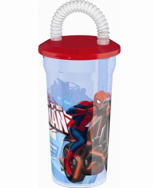 Marvel Ultimate Spider-Man Glass & Straw For Kids
