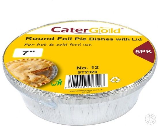 Cater Gold Round Foil Pie Dishes With Lid 5 pack