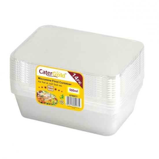 CaterGold Microwave Food Containers 500ml 14 pack