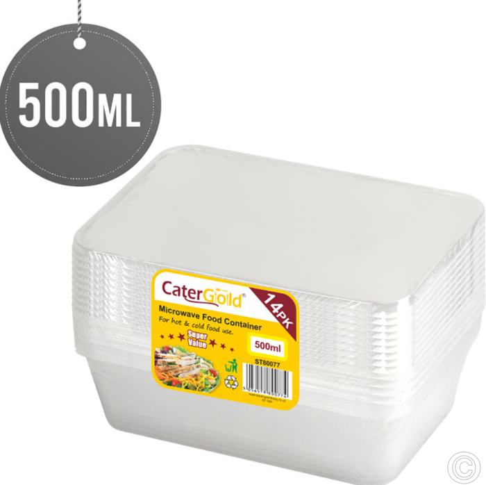 CaterGold Microwave Food Containers 500ml 14 pack