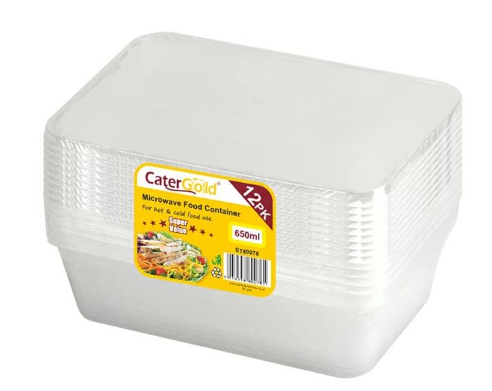 CaterGold Microwave Food Containers 650ml 12 pack