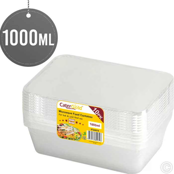 CaterGold Microwave Food Containers 1000ml 10 pack