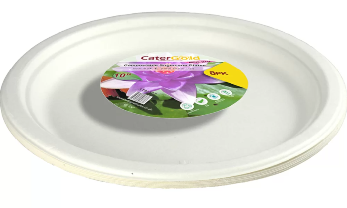 CaterGold Compostable Sugarcane Plates 10" 8 pack