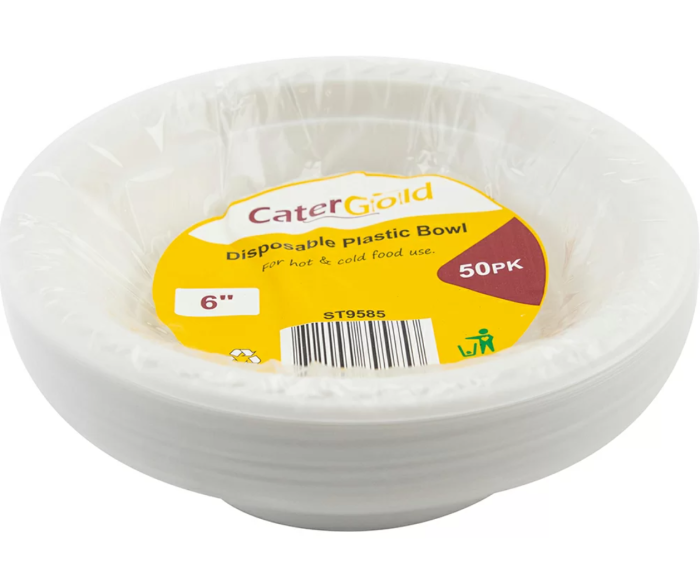 CaterGold 6'' Disposable Plastic Bowl 50 pack