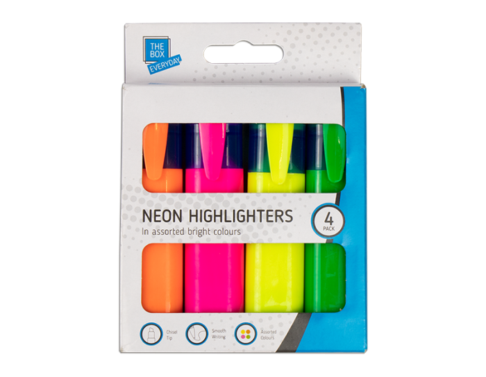 The Box Neon Highlighters 4 pack