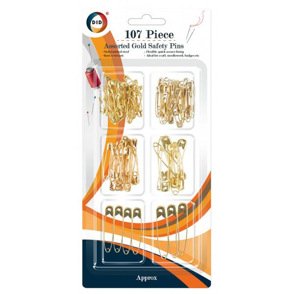 DID Assorted Gold Safety Pins 107 pc