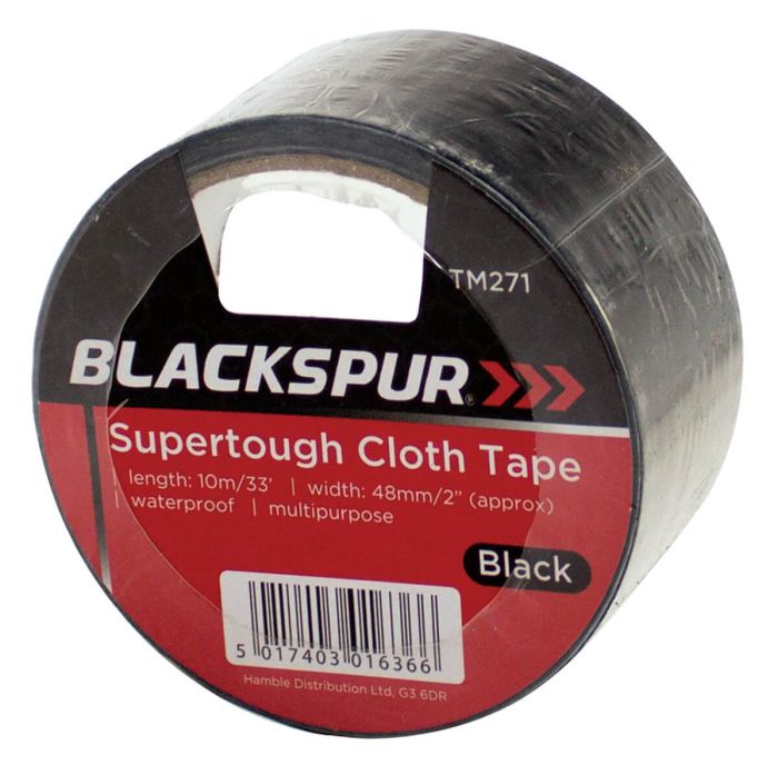 Blackspur Super Tough Cloth Tape Black 10m