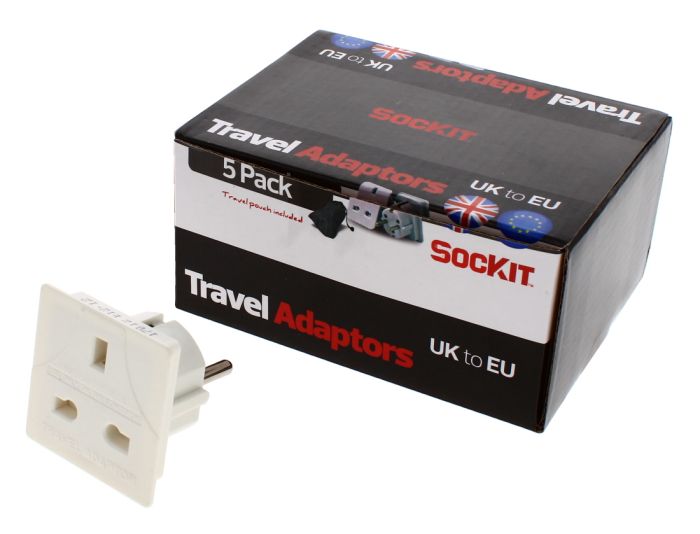 Travel Adaptors UK To Eu 5 pack