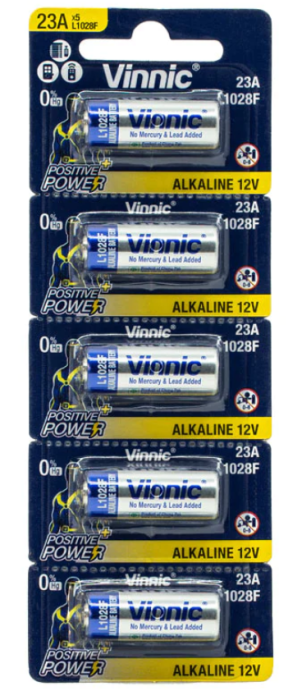 Vinnic L1028F 23A Alkaline Batteries 12V 5 pack